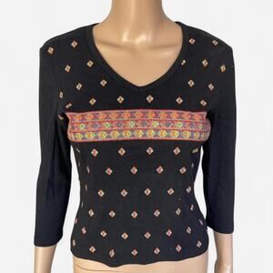 Black and multi coloured patterned top